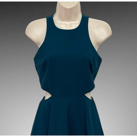 Elizabeth and James Womens Dress 2 Teal‎ Blue Emorie Cutout Halter Mini Cocktail - Picture 3 of 16